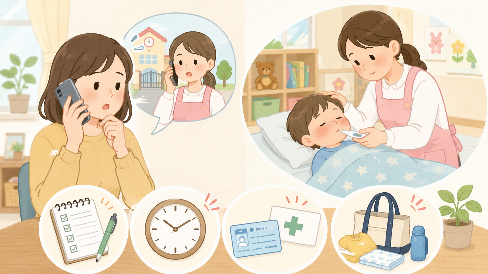 保育園から急な発熱連絡！保護者が確認すること